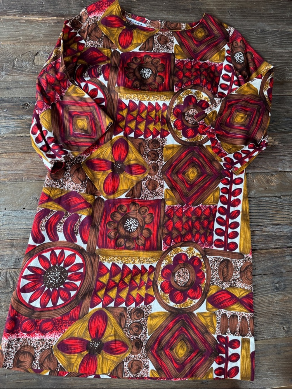 Aloha Designs 1950’s/60’s vintage Hawaiian midi dress barkcloth metal zip small - Picture 5 of 8